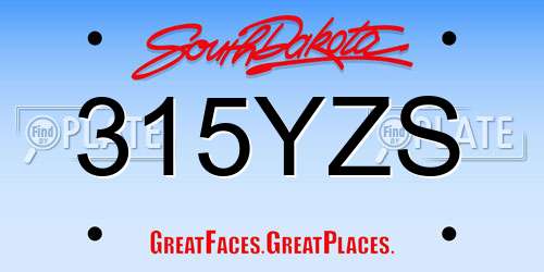 315YZS South Dakota License Plate