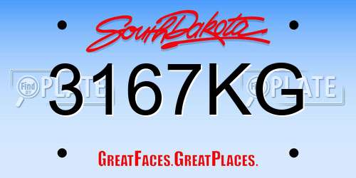 3167KG South Dakota License Plate