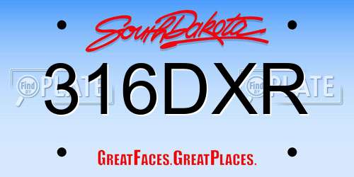 316DXR South Dakota License Plate
