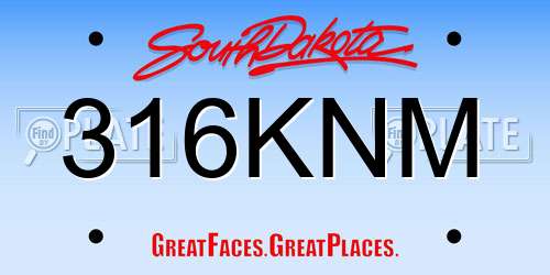 316KNM South Dakota License Plate