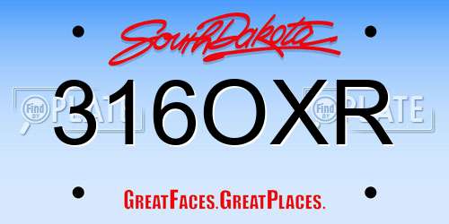 316OXR South Dakota License Plate