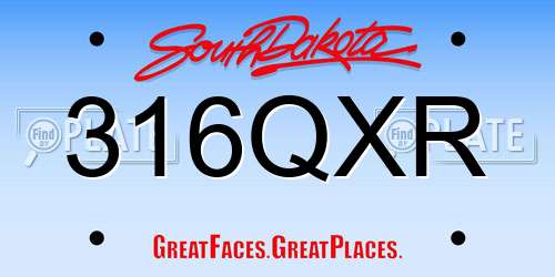 316QXR South Dakota License Plate