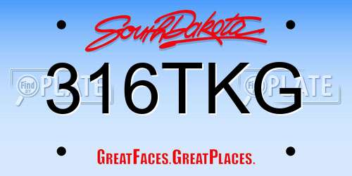 316TKG South Dakota License Plate