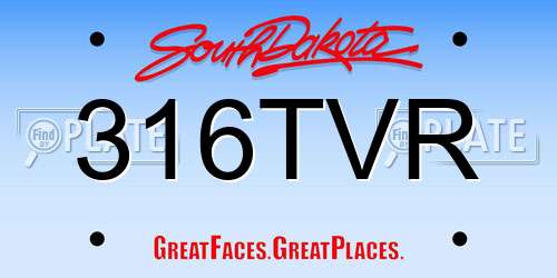 316TVR South Dakota License Plate