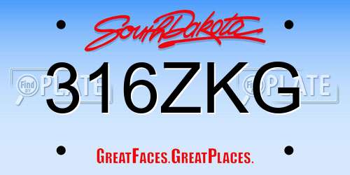 316ZKG South Dakota License Plate