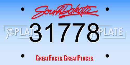 31778 South Dakota License Plate