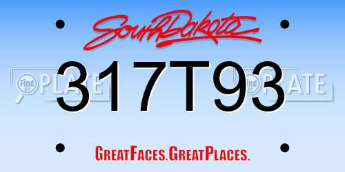 317T93 South Dakota License Plate