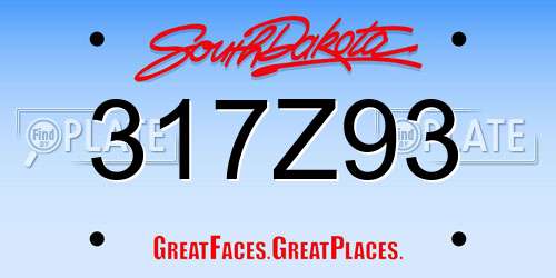 317Z93 South Dakota License Plate