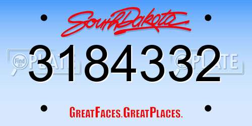 3184332 South Dakota License Plate