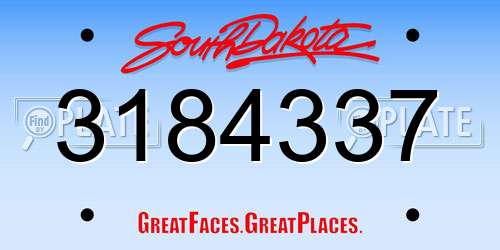 3184337 South Dakota License Plate
