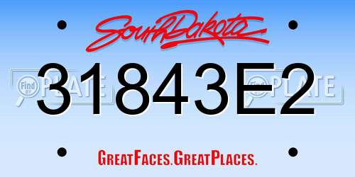 31843E2 South Dakota License Plate