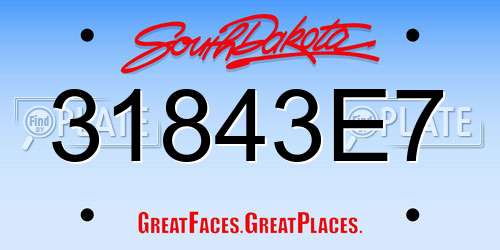 31843E7 South Dakota License Plate