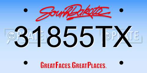 31855TX South Dakota License Plate