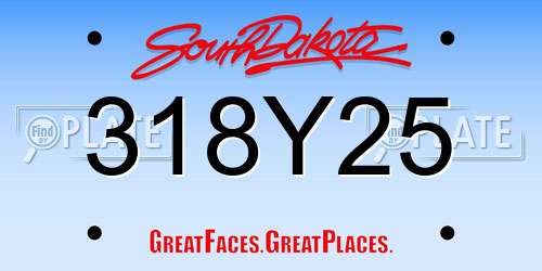 318Y25 South Dakota License Plate