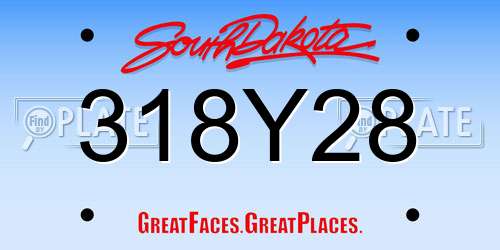 318Y28 South Dakota License Plate