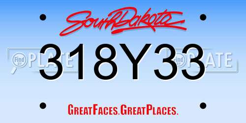 318Y33 South Dakota License Plate
