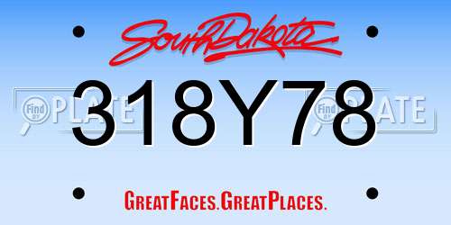 318Y78 South Dakota License Plate