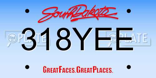 318YEE South Dakota License Plate