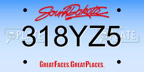 318YZ5 South Dakota License Plate