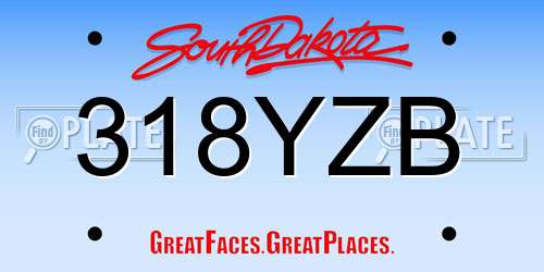 318YZB South Dakota License Plate