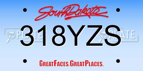 318YZS South Dakota License Plate