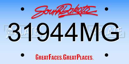 31944MG South Dakota License Plate