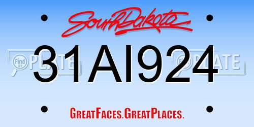31AI924 South Dakota License Plate