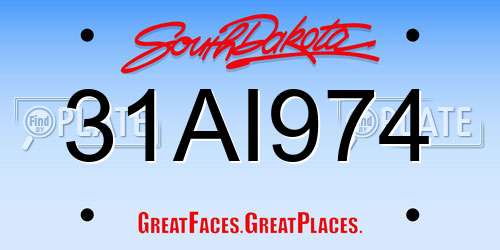 31AI974 South Dakota License Plate