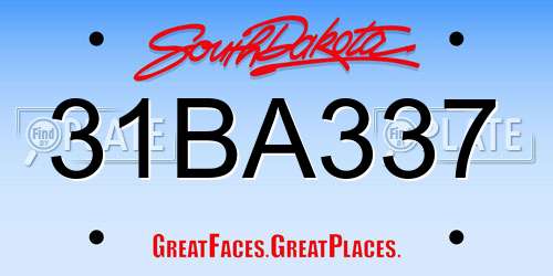 31BA337 South Dakota License Plate