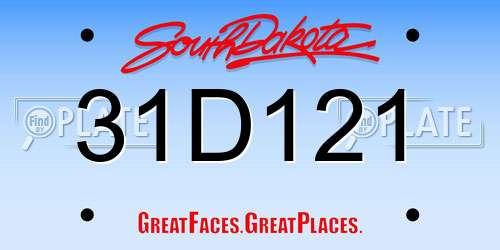 31D121 South Dakota License Plate