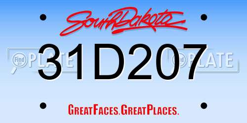 31D207 South Dakota License Plate