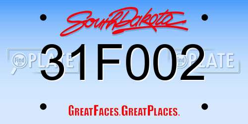 31F002 South Dakota License Plate
