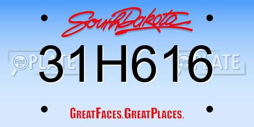 31H616 South Dakota License Plate