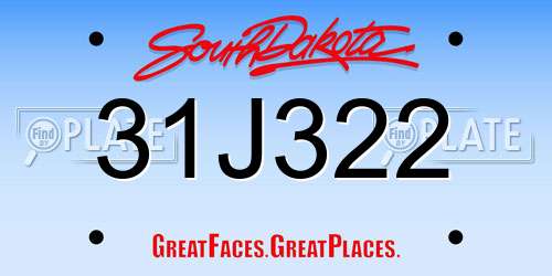 31J322 South Dakota License Plate