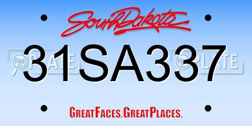 31SA337 South Dakota License Plate
