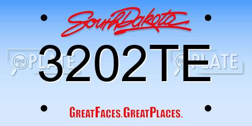 3202TE South Dakota License Plate