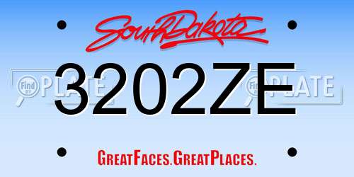 3202ZE South Dakota License Plate