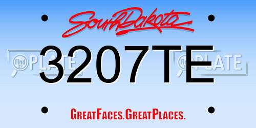 3207TE South Dakota License Plate