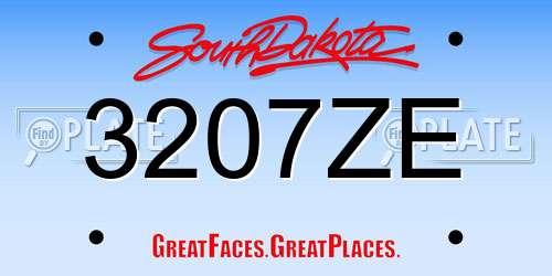 3207ZE South Dakota License Plate
