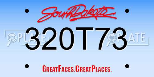 320T73 South Dakota License Plate