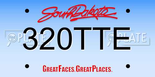 320TTE South Dakota License Plate