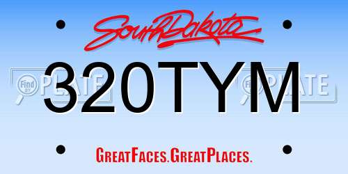 320TYM South Dakota License Plate