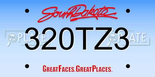 320TZ3 South Dakota License Plate