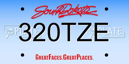 320TZE South Dakota License Plate