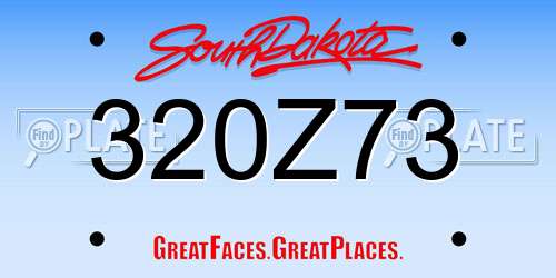 320Z73 South Dakota License Plate