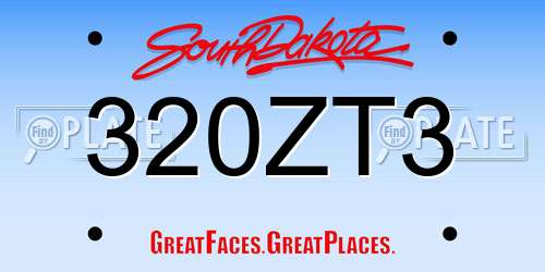 320ZT3 South Dakota License Plate