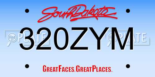 320ZYM South Dakota License Plate