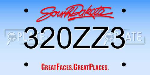 320ZZ3 South Dakota License Plate
