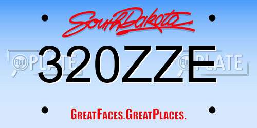 320ZZE South Dakota License Plate
