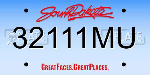 32111MU South Dakota License Plate